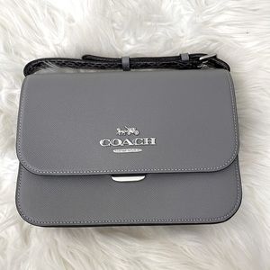 Coach Brynn Leather Flap Purse Snakeskin/Gray